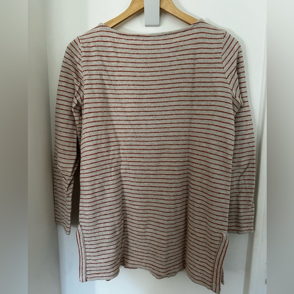 J.Jill Striped Tunic Sweater, orange/cream, size SP - Picture 2 of 3